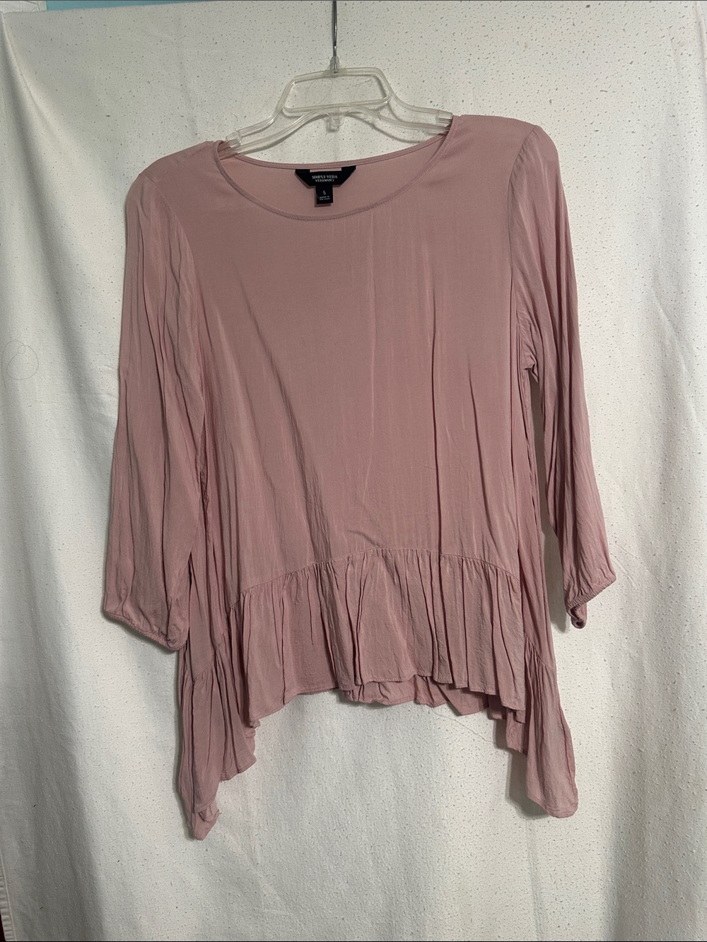 Simply Vera Mauve-Pink Long Sleeve Ruffle Hem Tunic